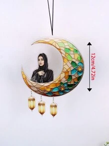 1pc Personalized Custom Ramadan Acrylic Picture Wind Chime, Ramadan Kareem & Eid Mubarak Hanging Ornament, Islamic Crescent Moon & Star Mirror Decor, No Electricity Or Battery Needed, Festive Decoration - Ramadan B Wind Chime - View 4