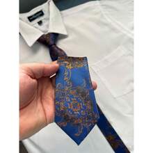 Gravata Slim Kashmir Azul e Laranja