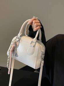 女士迷你复古单肩包/斜挎包/手提包，百搭时尚工作包 - 白色 - 查看 1