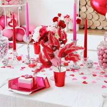 Ramitas de imitación de amor para el Día de San Valentín, ramitas de cuentas con cara de plumas rosas individuales, arreglo de escena del Día de San Valentín, rama de flores - Rojo - Ver 5