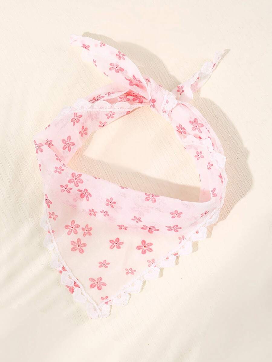 1 buc. Eșarfă elegantă pentru femei, stil francez, cu flori roz și fluture, stil rustic dulce, potrivită pentru purtare zilnică, festivaluri, Ziua Îndrăgostiților, petreceri, vacanță, fotografii la plajă, accesorii de păr, bandă de păr elegantă, bandă de păr - Roz - Vizualizare 1