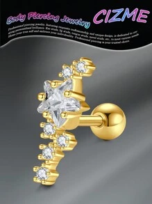 CIZME 1 件 16g 软骨耳钉耳屏耳钉软骨穿孔首饰前耳钉耳钉车耳甲海螺不锈钢穿孔首饰，不锈钢耳钉男女款向日葵月亮花星蝴蝶心叶蛇心 CZ 16G 软骨耳环套装螺丝后耳环耳钉穿孔首饰，16G 软骨耳环不锈钢耳钉球背软骨耳钉海螺穿孔首饰女士