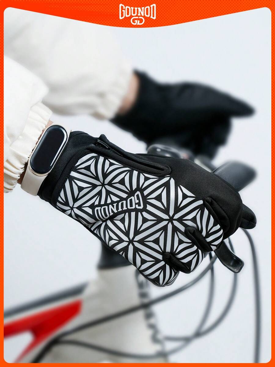 GOUNOD 1 para nowych polarowych rękawiczek rowerowych z zamkiem silikonowym antypoślizgowe rękawiczki do jazdy konnej wodoodporne rękawiczki do sportów narciarskich