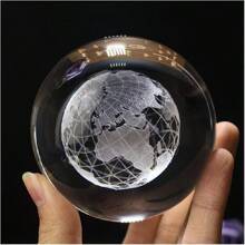 Luminária Decorativa Globo De LED Bola De Cristal Colorido Bivolt 6Cm 3D Com USB Enfeite Universo - Mapa Mundi - Visão 2