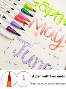 12/24/36/48/80/120 Pcs Dual Tip Marker Pen Set, Ceramic Painting Supplies, Fine Line And Brush Tip, Soft Nibs, Suitable For School, Ceramic Painting, Drawing, Writing, Journaling, Random Assortment, Holiday Gifts, Art Supplies,Back To School