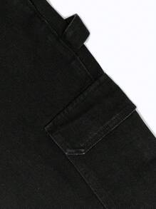 Y2K 宽松黑色工装牛仔裤，度假风女装休闲水洗阔腿牛仔裤，性感街头风牛仔裤，2026 春夏款 - 黑色 - 查看 12