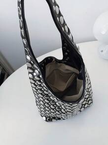 Geantă de umăr mică cu decor cu nituri de calitate premium, design de nișă de lux casual