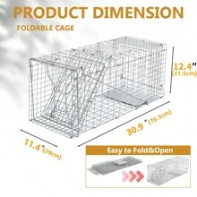 32" Live Animal Cage Trap, Heavy Duty Folding Raccoon Trap, Humane Cat Trap With Handle For Rabbits, Stray Cats, Squirrels, Raccoons, Skunk, Mole, Groundhogs And Opossums