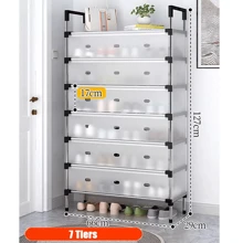4/5/6/7 Tier Cabinet Storage Organiser Shoe Rack Stand Holder W Dust-Proof Cover