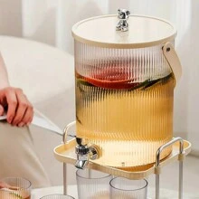 1 pièce Distributeur de boissons en PC robuste avec robinet - Distributeur de boissons transparent résistant à la chaleur pour les fêtes, les mariages et les boissons d'été, groupe d'âge idéal de 14 ans et plus pour une utilisation domestique et en cuisine, cadeau parfait, seau à glaçons/seau rafraîchisseur de boissons, décoration de fête, anniversaire, pour l'extérieur, le camping