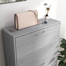 HOMCOM Narrow Shoe Cabinet, Slim Shoe Storage Cabinet With 3 Flip Drawers, 12 Pair Of Shoes Organizer Hallway Entryway, Grey - 灰色 - 查看 8