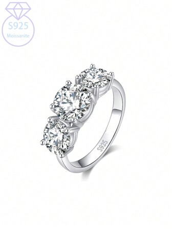 KAHOOT 925 sterlingsilverring i 2/4 karat moissanit, unisex, lämplig som parringar för fester, resor, alla hjärtans dag, nyår, levereras med presentask