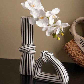 Modern Abstract Minimalist Stripe & Knot Decor Vase Gifts Birthday Graduation Home Decor Room Decor Flower Vase Glass Vase