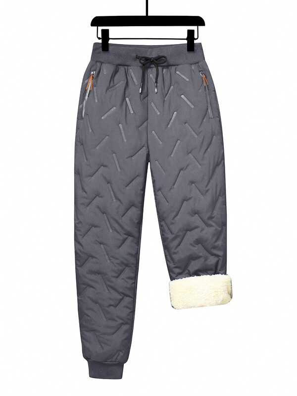 Tween Boys Plush Casual Drawstring Pants, Stylish Preppy Style Casual Pants For Back To School Season, Autumn/Winter