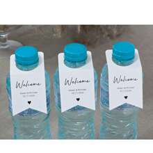 Nhãn chai rượu cưới cá nhân hóa 9 x 26,5cm, giấy Kraft & bìa cứng màu trắng, trang trí chai rượu số bàn - Màu Khaki - Xem 6