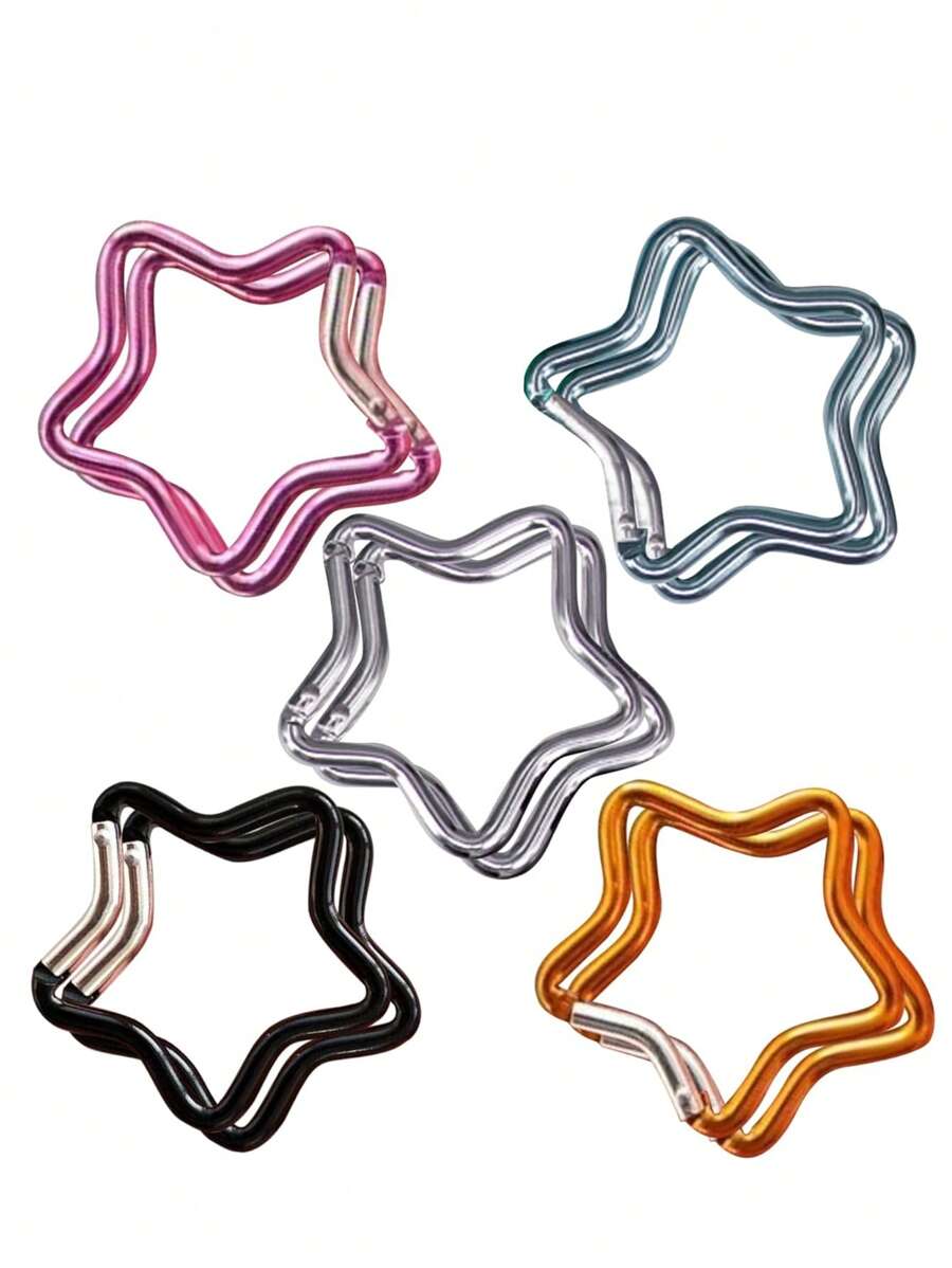 Star Shaped Carabiner, Cute Carabiner Spring Clamp Keyring Keychain Aluminum Clip For Outdoor Camping Travelers, Carabiner, Suitable For Travel, Fitness And Daily Use, Must-Have For Postmen, Must-Have For Back To School, Valentine's Day Gift, Thanksgiving Gift, Perfect Gift For Girlfriend, Sister, Mom, Teacher, Mother's Day Gift, Father's Day Gift, Teacher's Day Gift - Multicolor - View 1