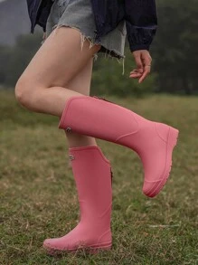 New High-Top Fashion Versatile Cute Waterproof Anti-Slip Soft-Sole Rain Boots, Suitable For Beachcombing - Pink - View 9