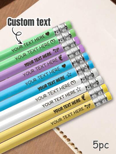5/10/20/50/100/200 Pcs Custom Engraving Text Pencils, Back To School Supplies For Youth,Personalized Pencils For Youth, Customized Pencils Personalized Bulk, Customizable Engraved Pencils, 19cm/7.5inch, 5 Colors:Green/Blue/Yellow/Purple/White, Erasable 'S Pencils, Sketch Pencils With Erasers, Cheap Stuff Under 5 Dollars, Funny Pens,Vacay Vibes,Junior High School Students, Middle School Students, High School Senior High School Students, College Students, University Students, Freshman, Sophomore