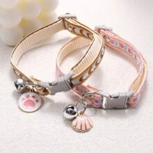 2 pièces Collier pour animaux de compagnie avec pendentif à fleur/patte, cadeau de vacances réglable pour chiens et chats