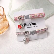 2 pièces Collier pour animaux de compagnie avec pendentif à fleur/patte, cadeau de vacances réglable pour chiens et chats