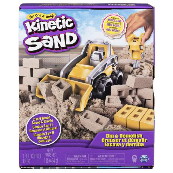 Spin Master Kinetischer Sand, Grab- und Abrisspielset mit 454g Spielsand und Spielzeuglastwagen, Sensorikspielzeug für Kinder ab 3 Jahren