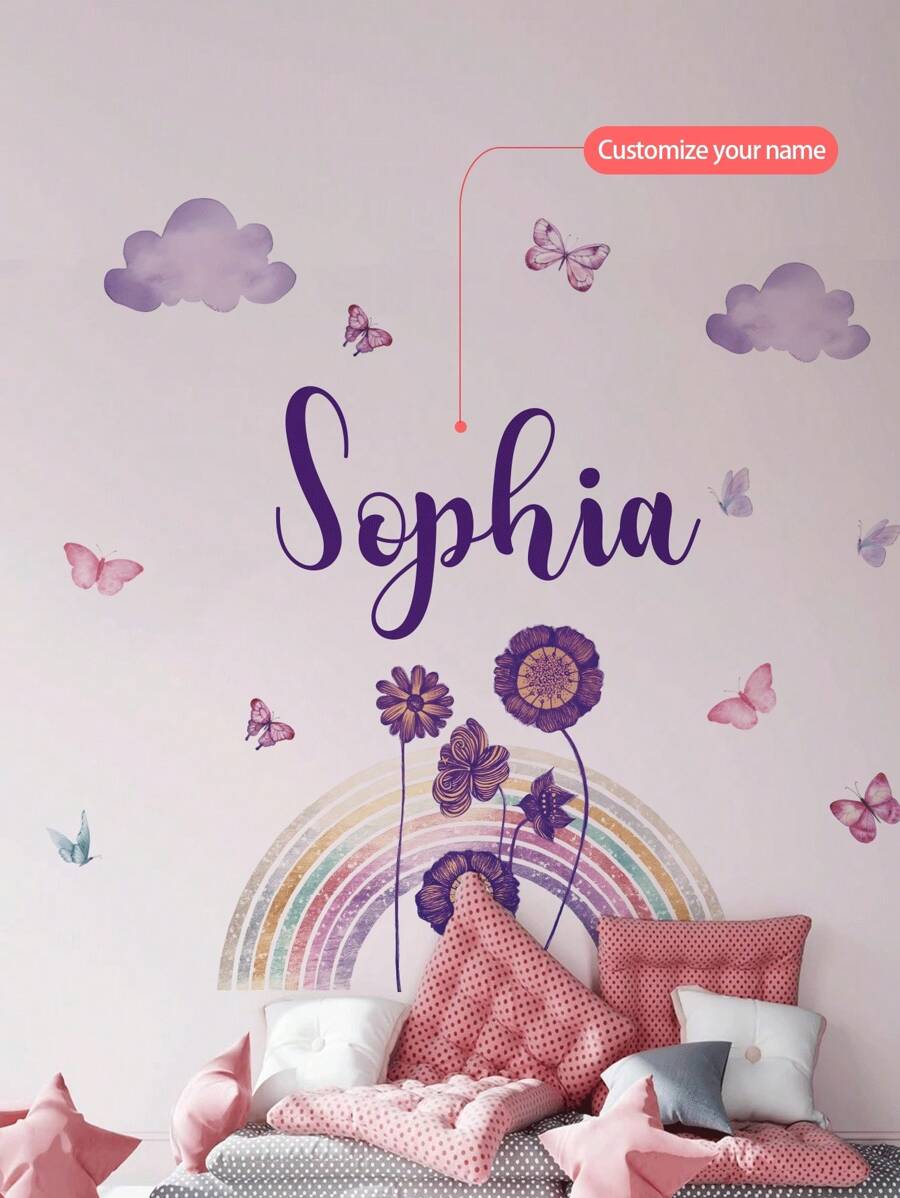 1pc/3pcs Cartoon Colorful Rainbow, Unicorn, Flower, Sun Wall Stickers, Custom Text, Personalize Your Signature, Decorative For Bedroom, Living Room, Study, School, Office, Removable PVC Gifts Birthday Graduation,Multi-Functional,Durable,Anti-Mold,Ornamental,Reusable,Exquisite,Stylish,High-Quality,Colorful,Modern,Custom,Personalized,Unique,Ideal Gifts For Him,Ideal Gifts For Her - Multicolor - View 1