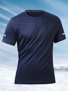 3 件套男士运动短袖 T 恤，圆领网眼针织上衣，适合户外运动、跑步、健身、夏季 - 黑色 - 查看 4