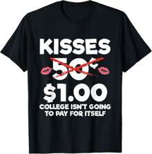 Kids Valentines Day Shirt For Boys Funny Kisses One Dollar T-Shirt