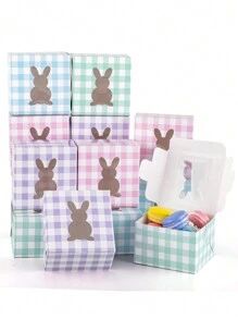 5 件/10 件带窗口的复活节饼干盒，适用于复活节假期糕点、甜甜圈、带透明窗口的饼干兔子、纸杯蛋糕、布朗尼、松露礼物 - 紙本 - 查看 12