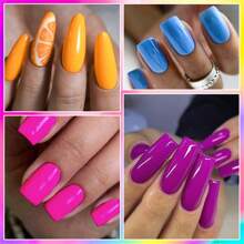 MEET ACROSS 7.3毫升荧光凝胶指甲油，红蓝霓虹色，夏季持久半永久可卸UV/LED凝胶指甲油，美甲用品，美甲DIY，家庭美甲沙龙