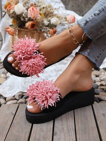 Women's Platform Wedge Sandals, Comfortable Walking Heeled Sandals, Suitable For Indoor And Outdoor Wear In Summer, Slip-On Design