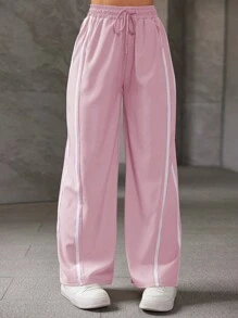 Women's Casual Elastic Trousers, Thin Ice Silk Breathable Loose Trousers - 粉色 - 查看 1