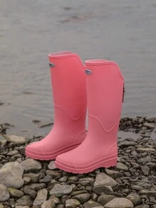 New High-Top Fashion Versatile Cute Waterproof Anti-Slip Soft-Sole Rain Boots, Suitable For Beachcombing - Pink - View 3