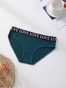 6 piezas de bragas de mujer con cintura baja, sin costuras, con estampado de letras LOVE, ropa interior cómoda y transpirable para deportes