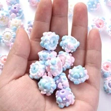 10 hạt cườm hình bánh donut vẽ tay màu Macaron, phụ kiện trang sức móc khóa/dây đeo điện thoại di động tự làm - Nhiều màu - Xem 16