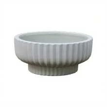 12" Round Ceramic Planter, White