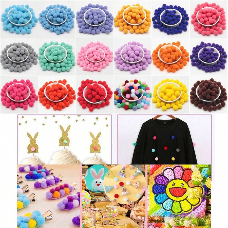 150pcs Pompoms Ball 15mm Soft Pompones Colorful Fluffy Plush Craft DIY Pom Pom 1.5cm Fur Ball Pon Pon Home Decoration 20gram/Bag