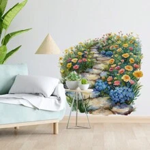 1 件乡村小路花卉墙贴，适用于卧室和客厅，清新装饰房间装饰家居装饰墙壁装饰浴室装饰卧室装饰房间装饰用品客厅装饰房屋装饰家居装饰客厅墙纸贴纸壁纸墙贴