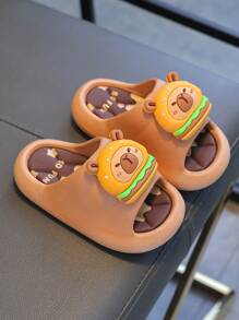 1 Pair Kids Cartoon Cute Slip Resistant Indoor Shower Soft Bottom Slippers, Boys Summer Sandals - Khaki - View 4