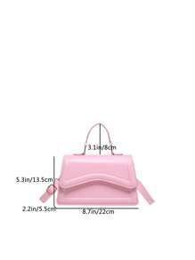 Bolsa transversal diagonal minimalista e elegante em cor sólida com detalhes em metal, estilo pequeno quadrado, rosa. - Rosa - Ver 6
