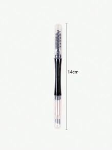 1pc Dual-Ended Eyebrow Brush With Cap, Spiral Eyelash Curler Angled Makeup Brush, Portable Dust-Proof Beauty Tool - Black - View 3