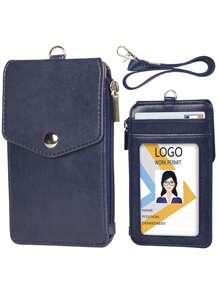 Zipper Card Holder, PU Material Multi-Card Slots Vertical Work ID Card, Bus Card, ID Card Pouch - Multicolor - View 1