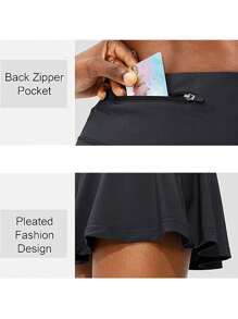 Women's One Piece Sports Skirt, High Waist Active Wear Golf Tennis Skirt, Casual With Pockets Skort Design, Spring/Summer