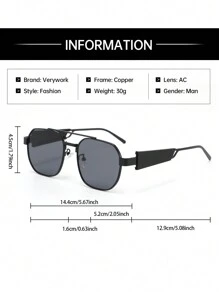 1 pièce Monture carrée de marque Verywork de haute qualité, design gracieux et expressif. Lunettes de mode pour hommes avec étui de rangement et chiffon de nettoyage pour les accessoires de voyage et de prise de vue de rue. Choix idéal pour un cadeau. - film gris cadre noir - Voir 4