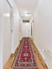 1 pièce Tapis vintage, tapis rectangulaire imprimé avec un motif géométrique rouge bohème en fibre de polyester, confortable et lavable en machine, convient pour la décoration de la maison, du couloir, des escaliers, de l'entrée, du chevet et de la cuisine