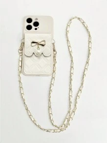 挂绳蝴蝶结珍珠斜挎包，纯色直边米色极简防摔加厚手机保护壳（带印花），兼容、Redmi 11 Lite、A53、A14/A23/S23 Ultra、S24、A14、A15、S23、A73S手机壳，TPU材质，防水防震防刮，国际版，非国内版 - 彩色 - 查看 4