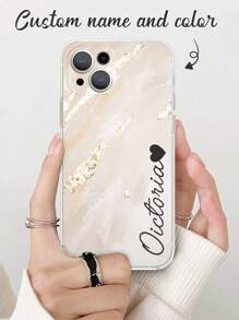 Personalized Marble Letter Signature Phone Case Compatible With Iphone 15, 14, 13 Pro Max, Customized Phone Case Compatible With Samsung Galaxy S23, S22 Ultra, Pixel 7, Unique Phone Case With Letter Name, Customizable Name & Font Color