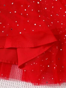Nuevo vestido de fiesta elegante rojo con lazo y lentejuelas para niñas pequeñas, adecuado para eventos y fiestas de verano - Rojo - Ver 7