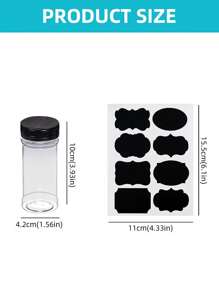 9 件/套-8 件透明塑料调味瓶和 1 张可粘贴标签纸，孜然粉分装瓶，适用于家庭厨房