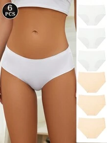 6 pièces Culottes bikini confortables et douces, culottes sans couture invisibles, sous-vêtements respirants pour dames, sous-vêtements et lingerie pour femmes